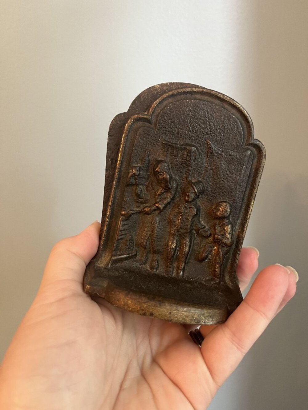 Antique Charles Dickins 1920s-30s Oliver Twist Cast Iron Bookends 4.25" Tall x 3